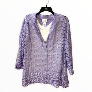 Womens Alfred Dunner Purple Dress Shirt Size Large NWOT